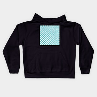 Turquoise watercolor checkers Kids Hoodie